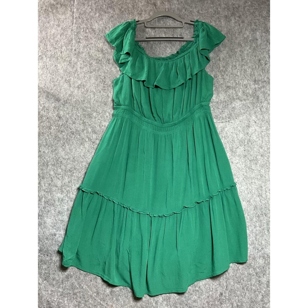 Tommy Bahama Dress Womens Large Green Ruffle Tiered Sundress Knee Length Casual